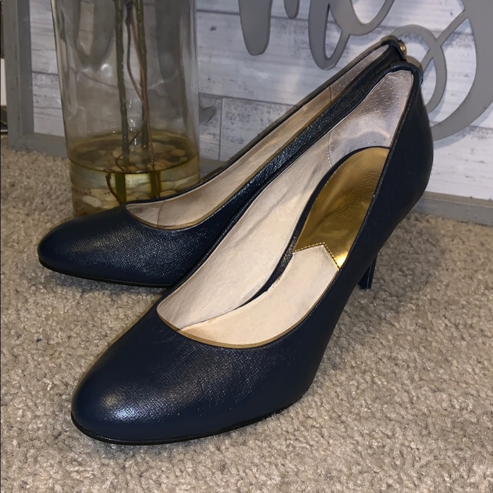 Michael Kors round-toed navy blue heels. Size 8.5